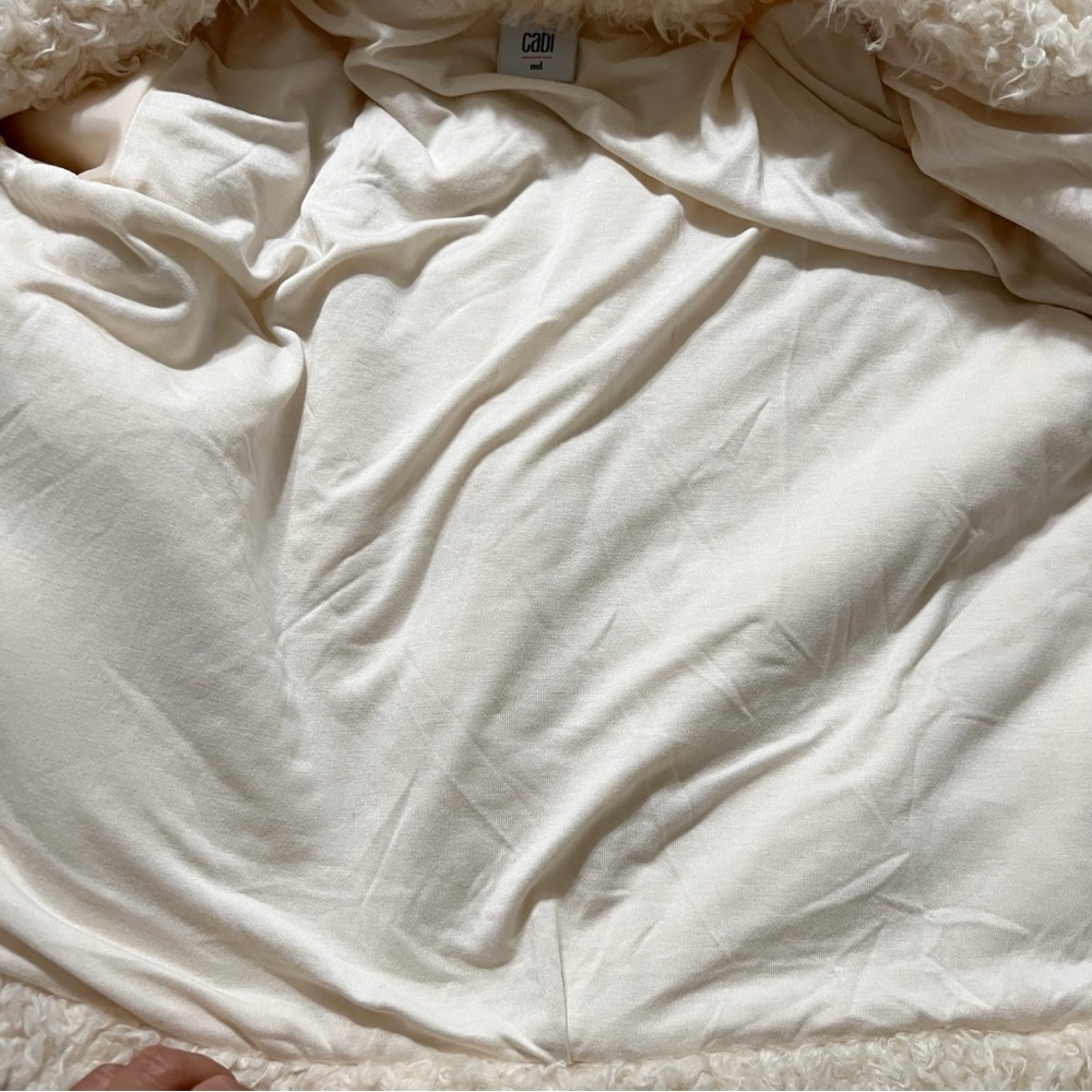 CAbi Coat Ivory Cream Fuzzy Sherpa Coat Style 3024 - Picture 11 of 12